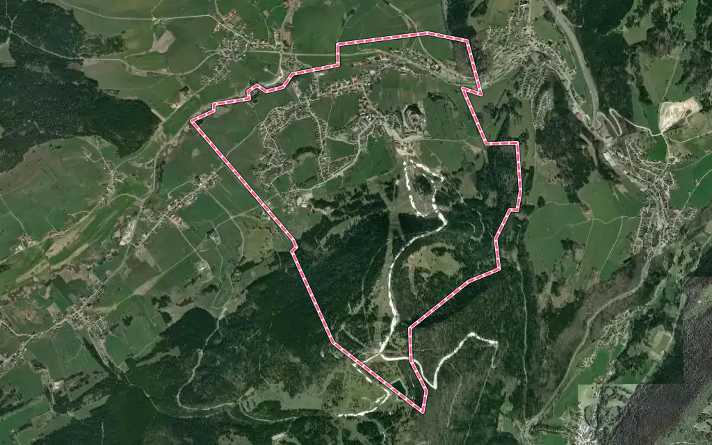 Vue satellite de Métabief avec ses contours administratifs