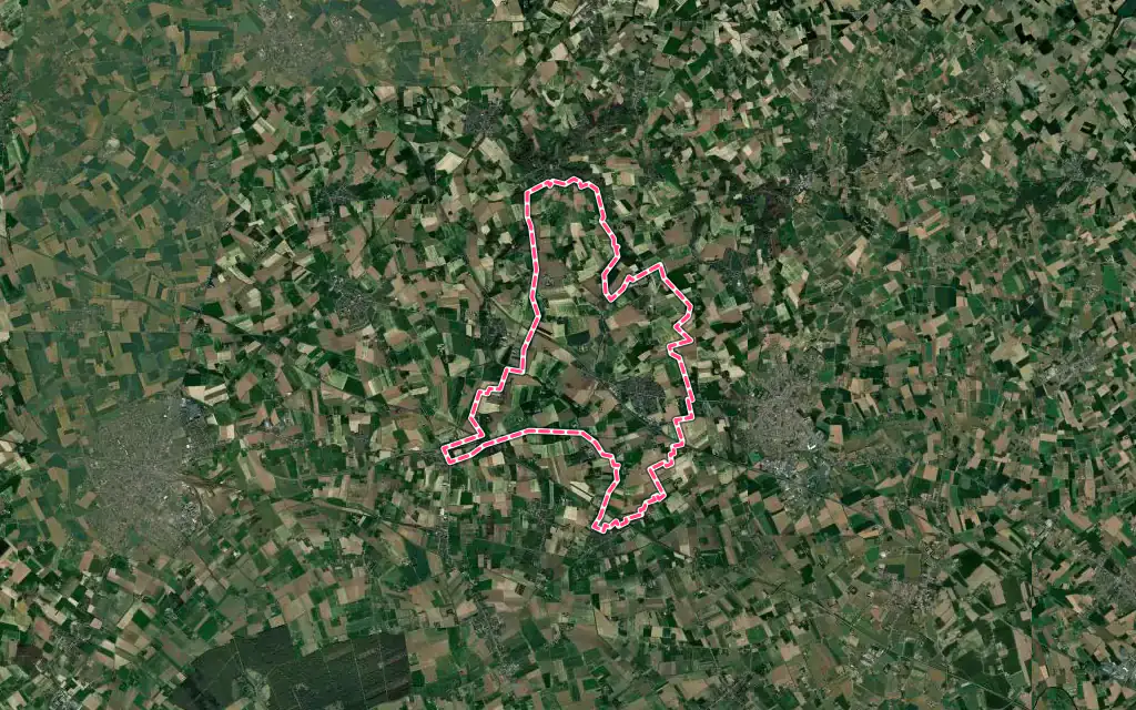 Vue satellite de Méteren avec ses contours administratifs