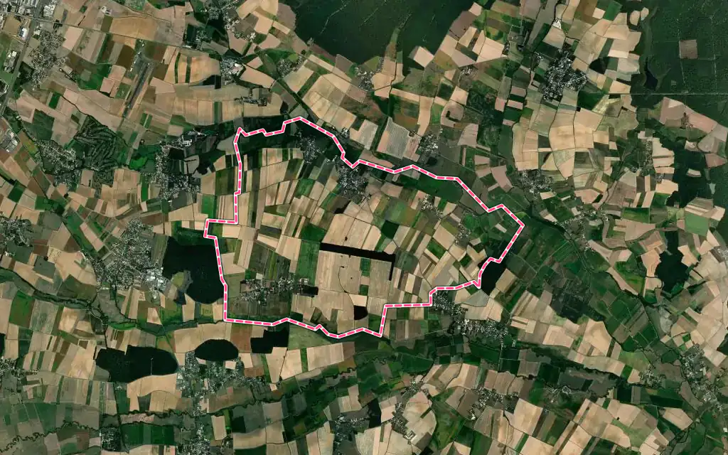 Vue satellite de Meursanges avec ses contours administratifs