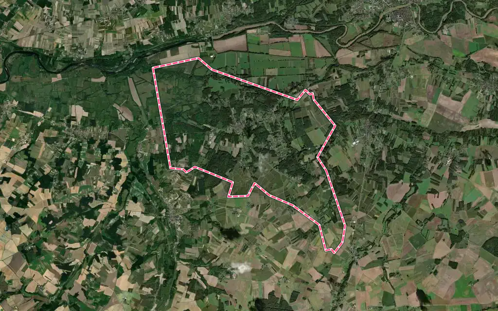 Vue satellite de Meusnes avec ses contours administratifs