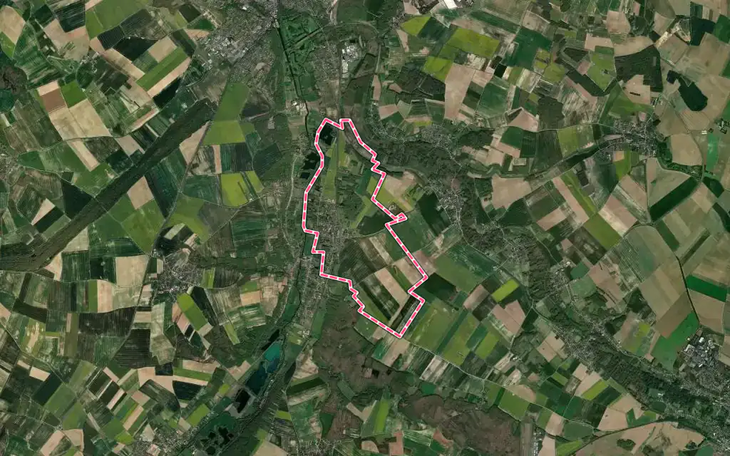 Vue satellite de Mévoisins avec ses contours administratifs