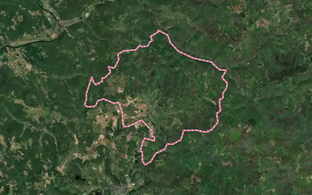 Vue satellite de Meyrals avec ses contours administratifs