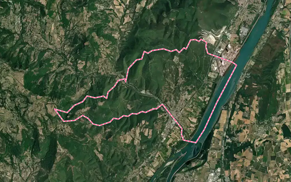 Vue satellite de Meysse avec ses contours administratifs