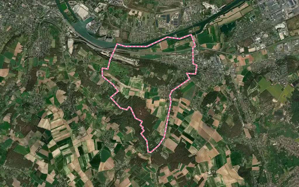 Vue satellite de Mézières-sur-Seine avec ses contours administratifs