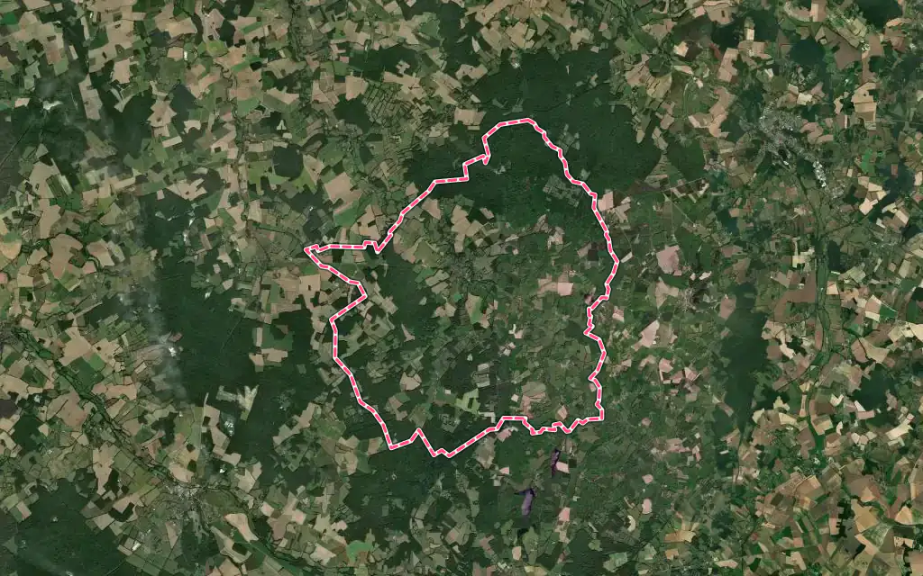Vue satellite de Mézilles avec ses contours administratifs