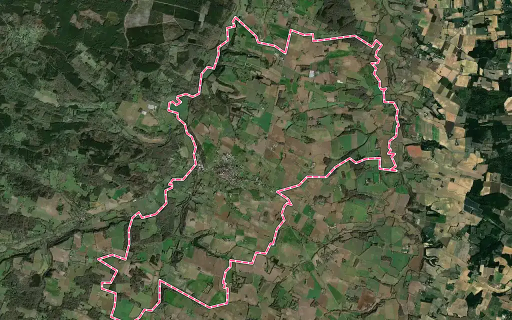 Vue satellite de Mézin avec ses contours administratifs