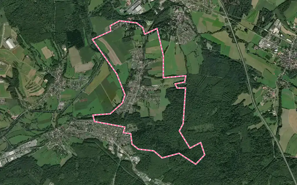 Vue satellite de Méziré avec ses contours administratifs