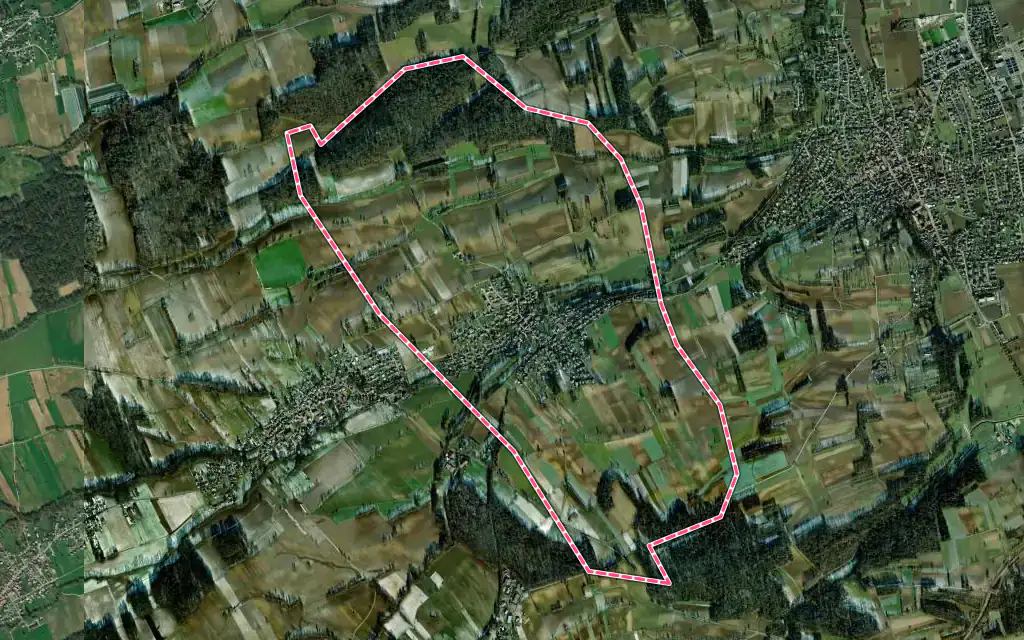 Vue satellite de Michelbach-le-Bas avec ses contours administratifs