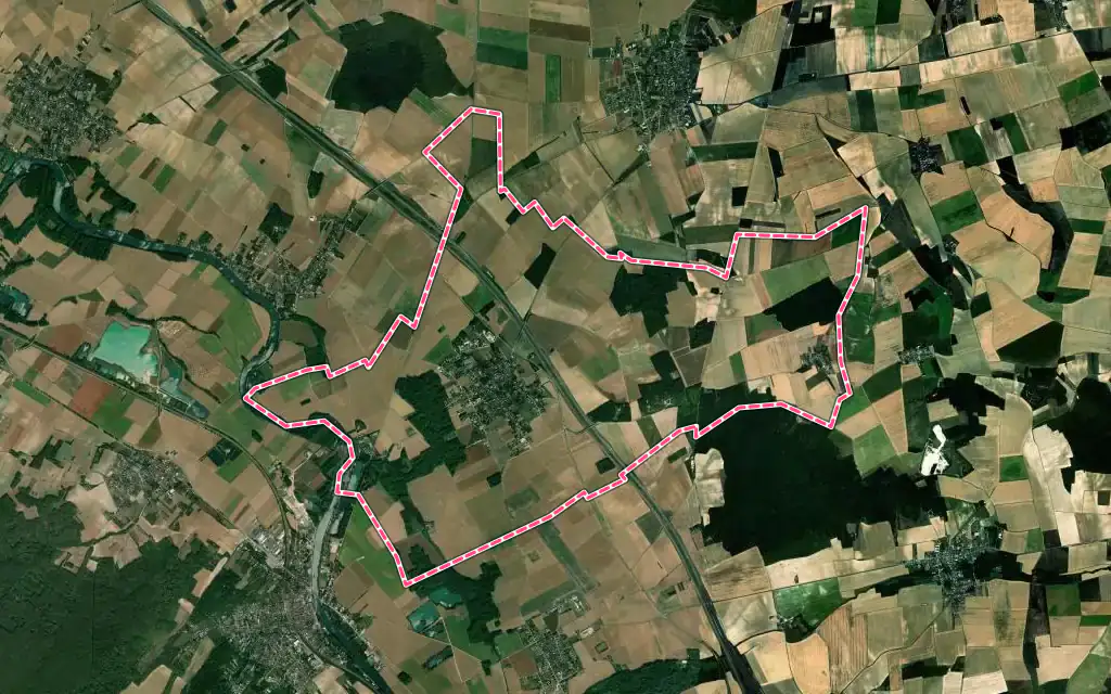 Vue satellite de Michery avec ses contours administratifs
