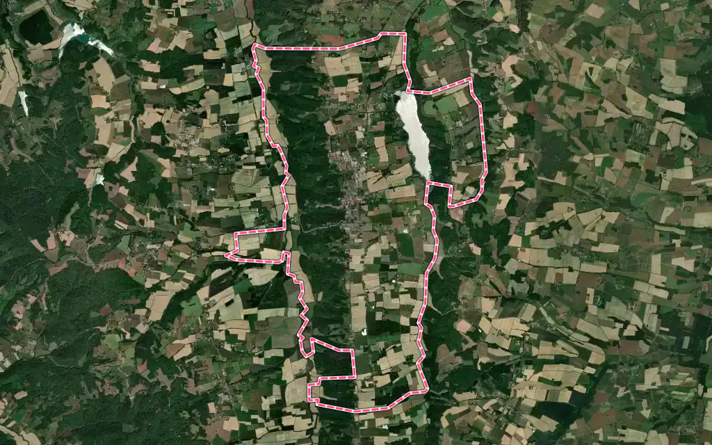 Vue satellite de Miélan avec ses contours administratifs