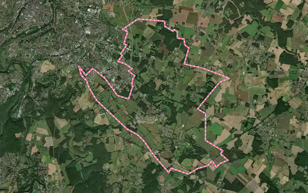Vue satellite de Mignaloux-Beauvoir avec ses contours administratifs