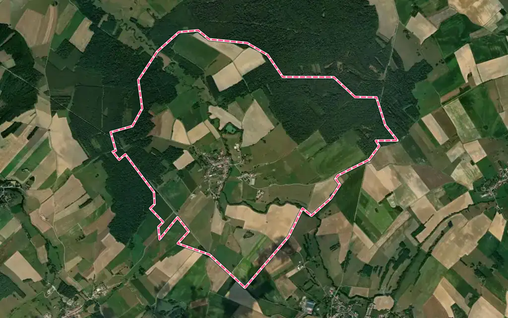 Vue satellite de Mignéville avec ses contours administratifs