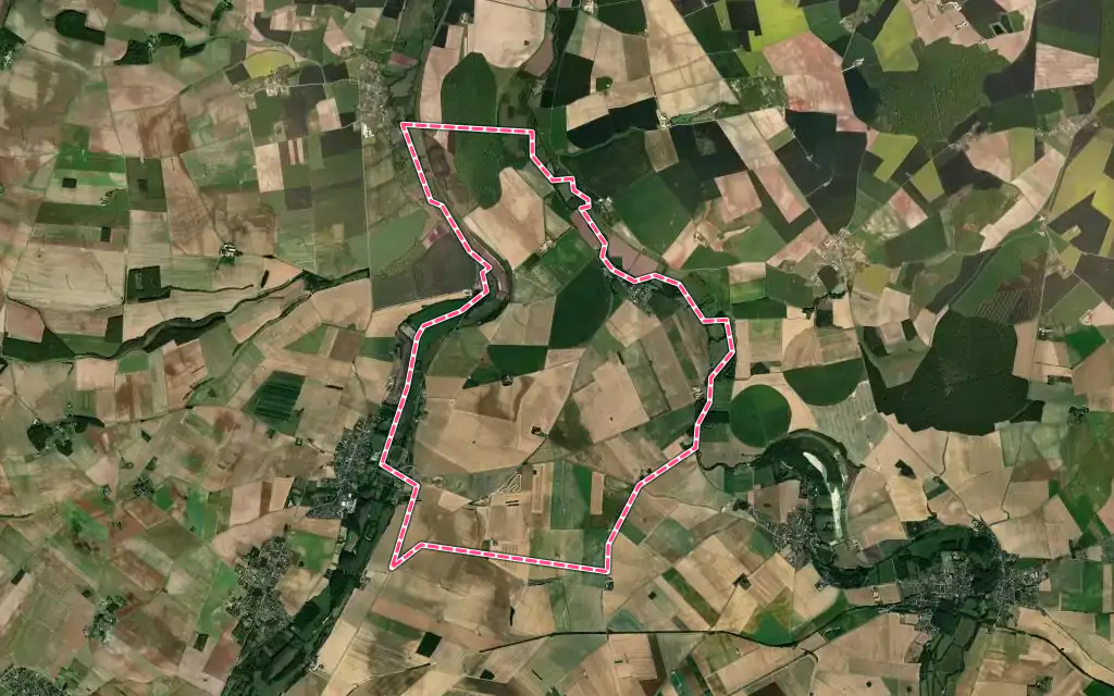 Vue satellite de Migny avec ses contours administratifs