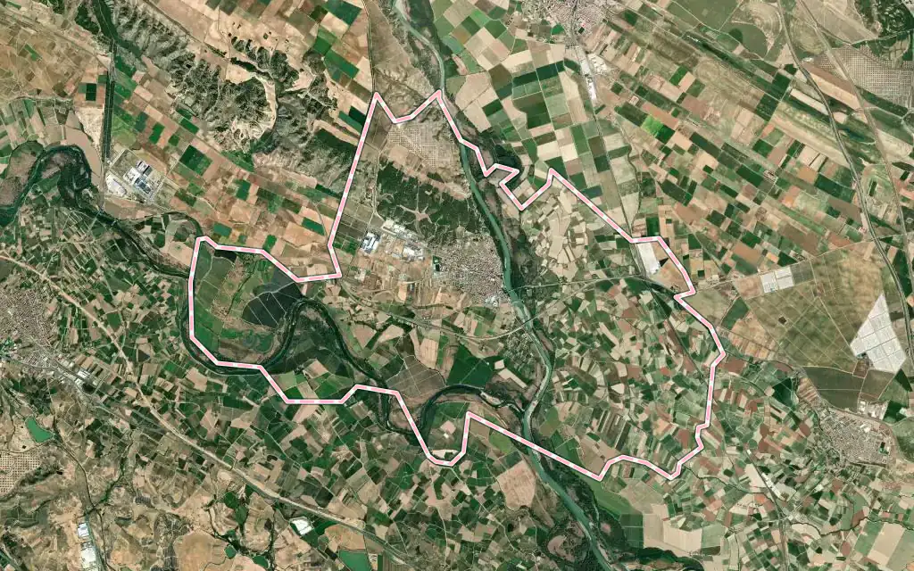 Vista satélite de Milagro con su contorno administrativo
