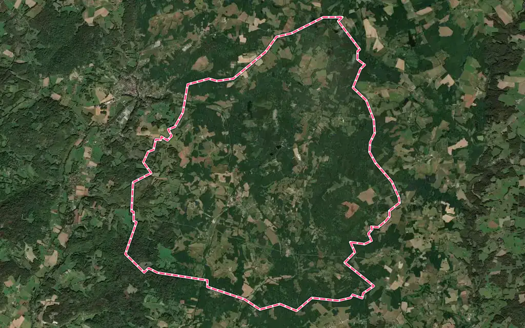 Vue satellite de Milhac-de-Nontron avec ses contours administratifs
