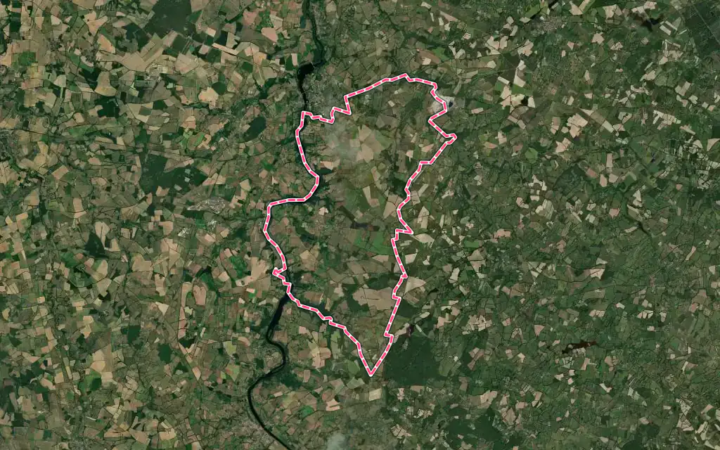 Vue satellite de Millac avec ses contours administratifs