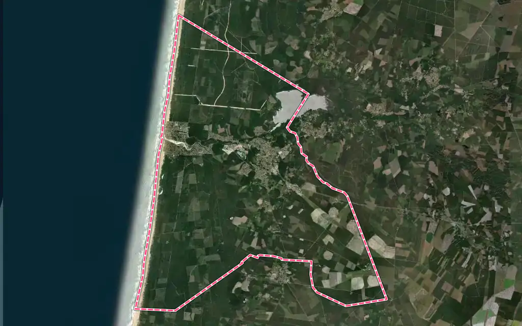 Vue satellite de Mimizan avec ses contours administratifs