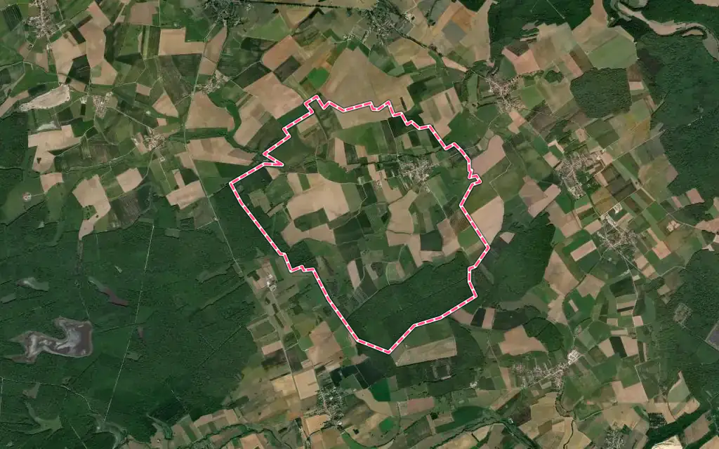 Vue satellite de Minorville avec ses contours administratifs