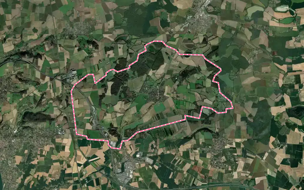Vue satellite de Mionnay avec ses contours administratifs