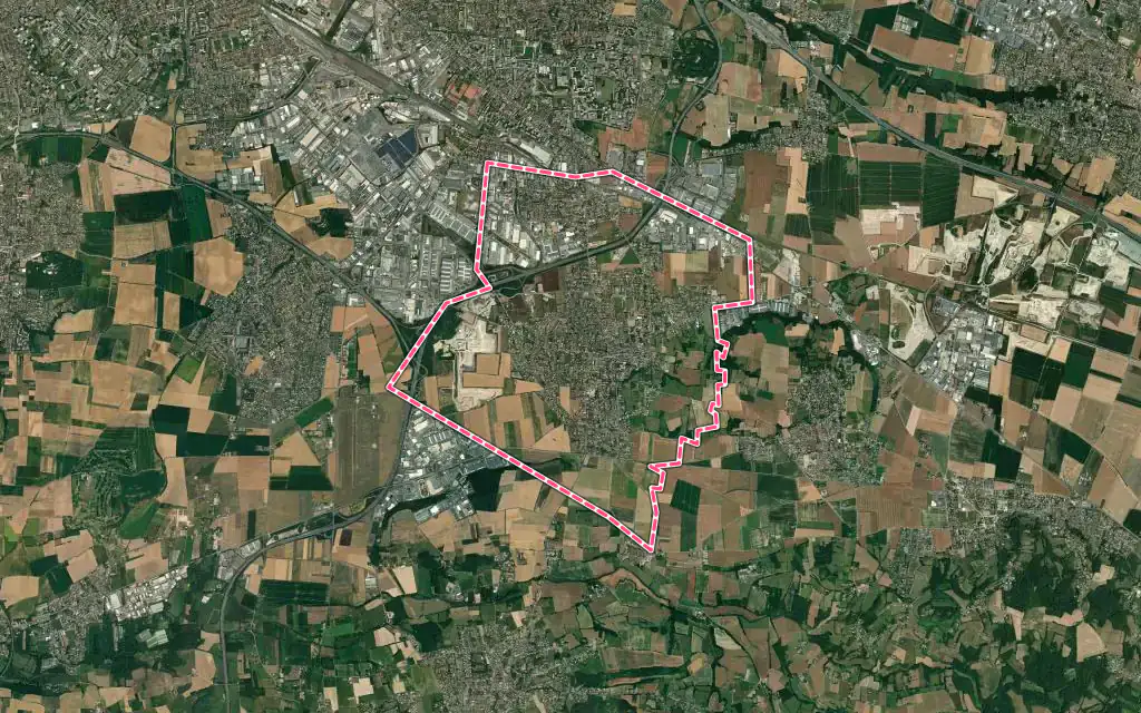 Vue satellite de Mions avec ses contours administratifs