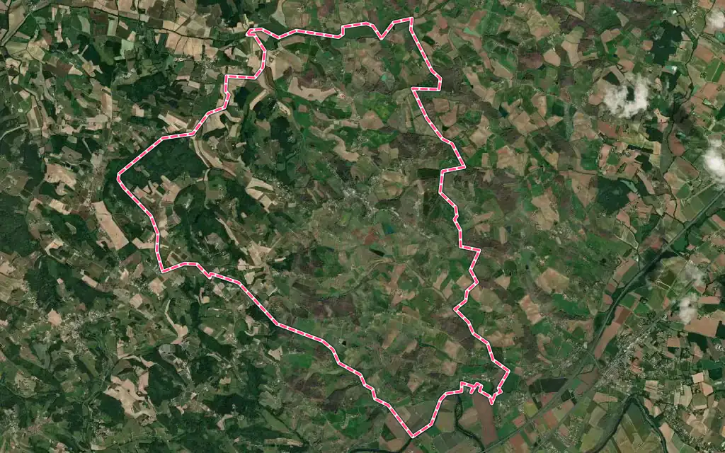 Vue satellite de Mirabel avec ses contours administratifs