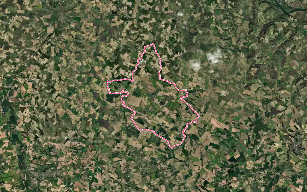 Vue satellite de Miradoux avec ses contours administratifs