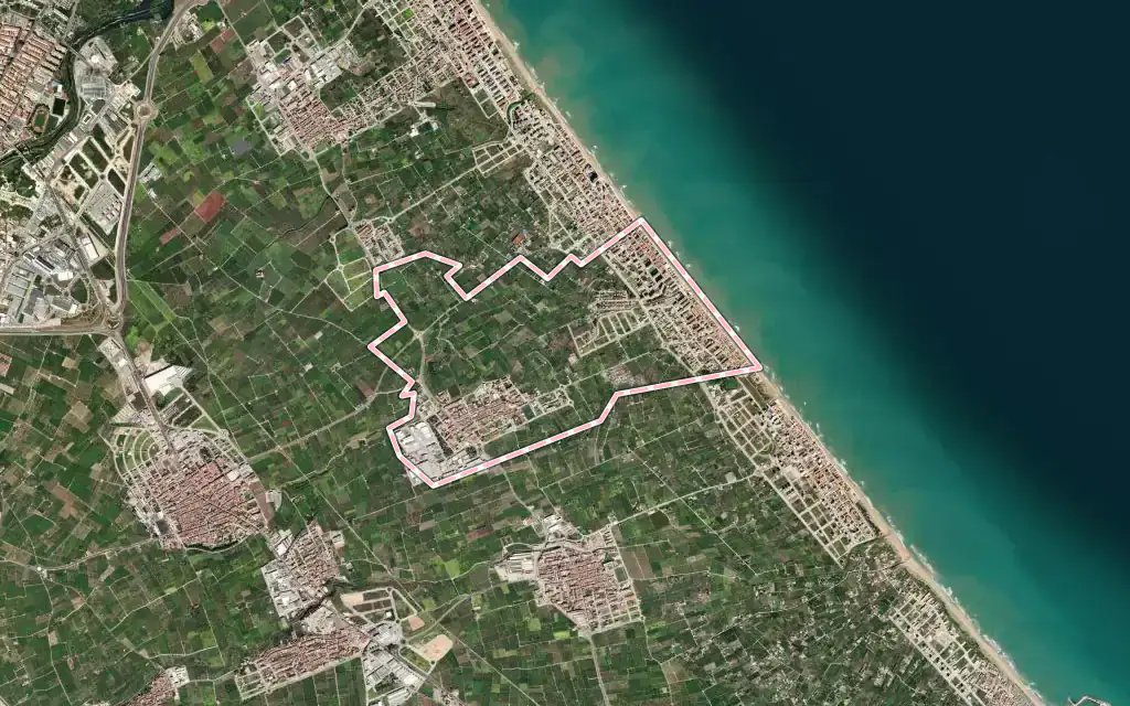 Vista satélite de Miramar con su contorno administrativo