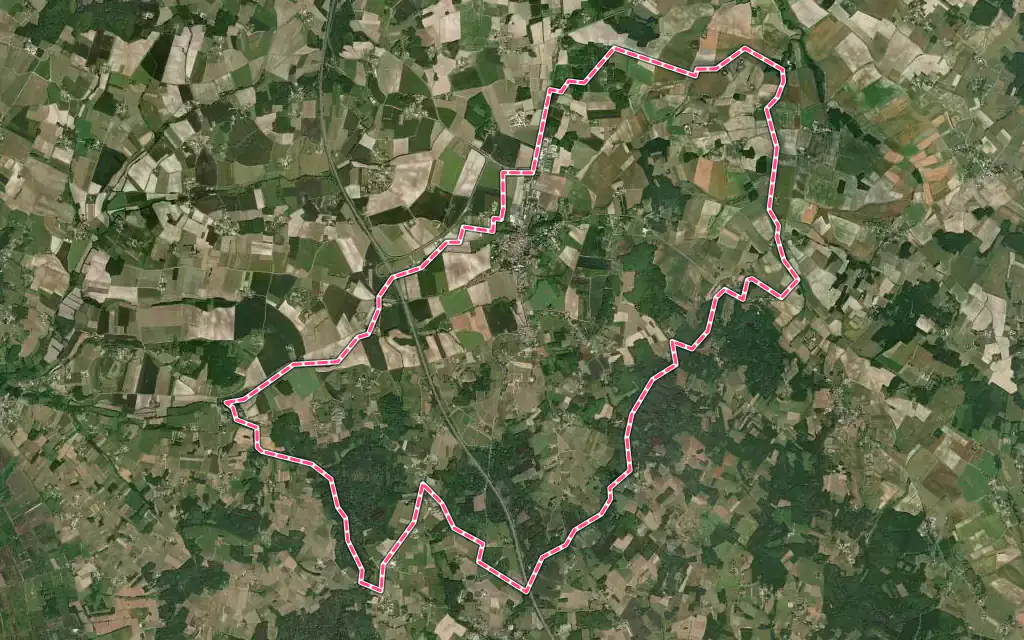 Vue satellite de Mirambeau avec ses contours administratifs