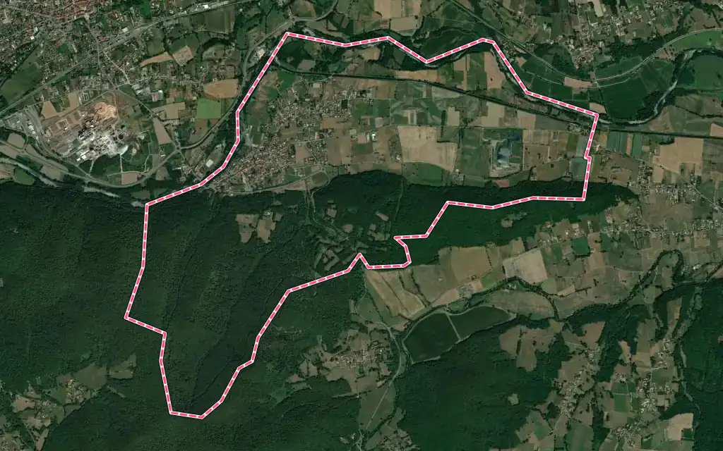 Vue satellite de Miramont-de-Comminges avec ses contours administratifs
