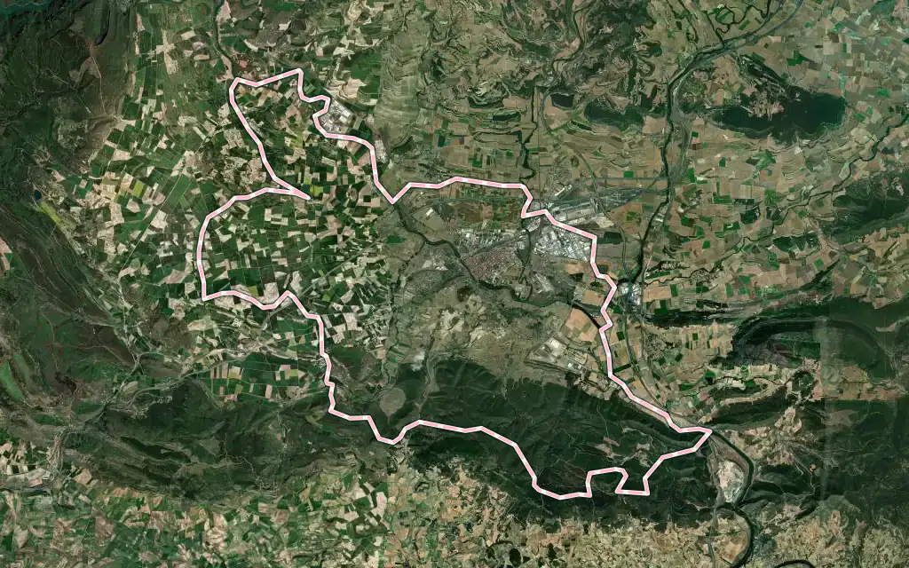 Vista satélite de Miranda-de-Ebro con su contorno administrativo