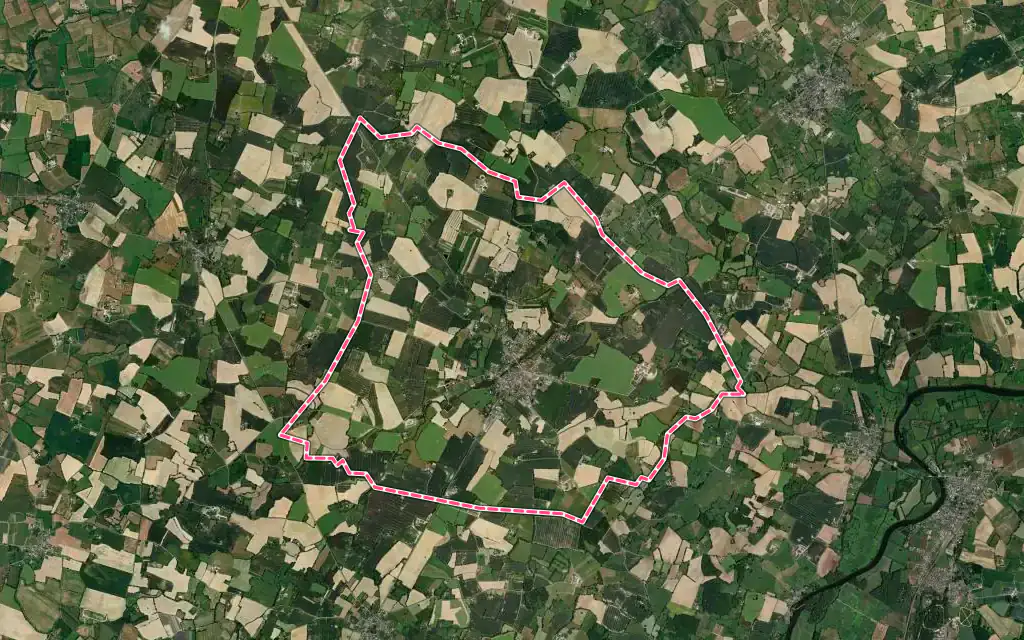 Vue satellite de Miré avec ses contours administratifs