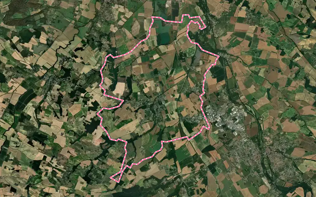 Vue satellite de Miremont avec ses contours administratifs