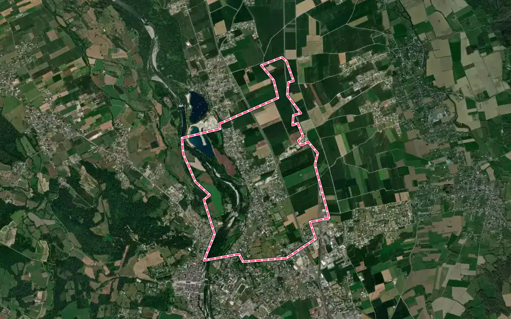 Vue satellite de Mirepeix avec ses contours administratifs