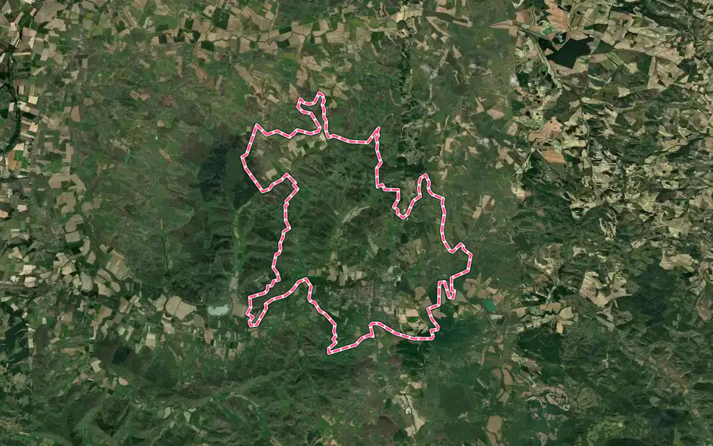 Vue satellite de Mirepoix avec ses contours administratifs