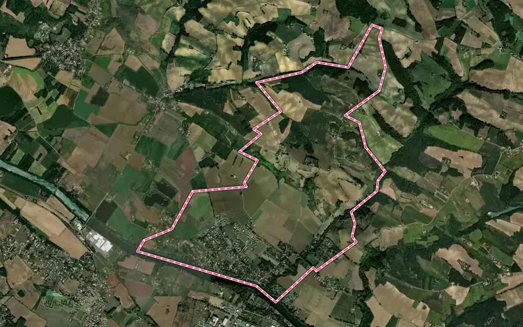 Vue satellite de Mirepoix-sur-Tarn avec ses contours administratifs
