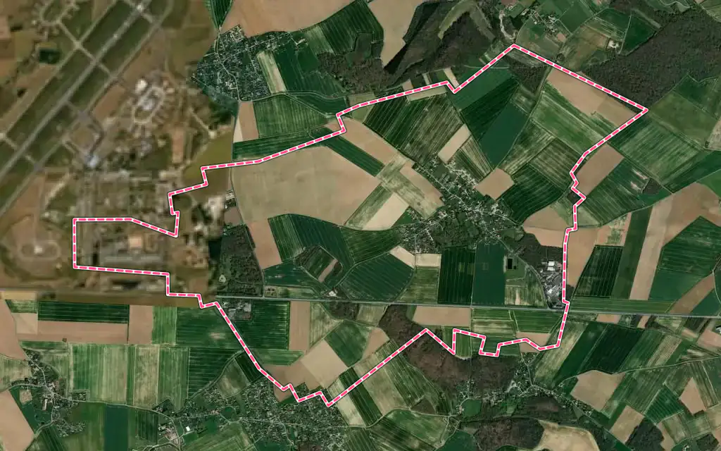 Vue satellite de Miserey avec ses contours administratifs