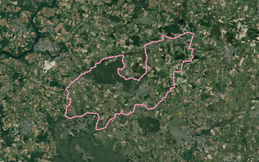 Vue satellite de Missillac avec ses contours administratifs