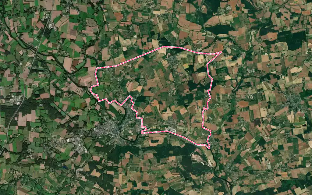Vue satellite de Missiriac avec ses contours administratifs