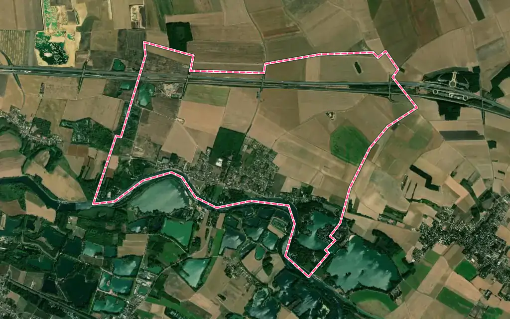 Vue satellite de Misy-sur-Yonne avec ses contours administratifs