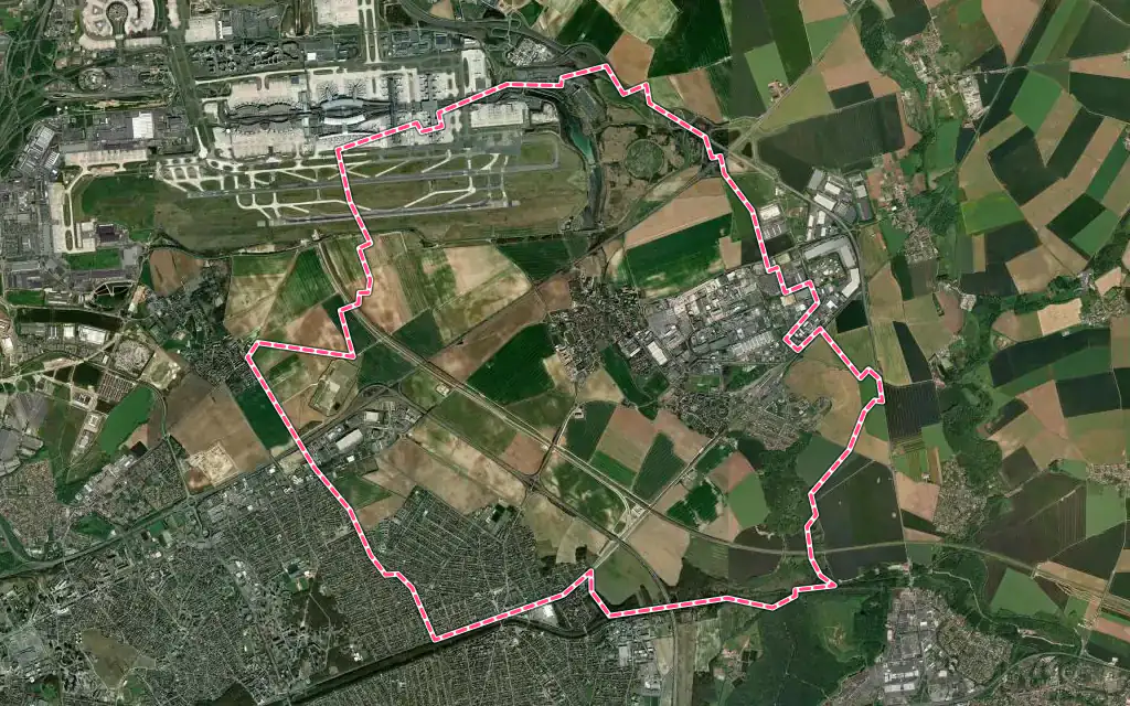 Vue satellite de Mitry-Mory avec ses contours administratifs