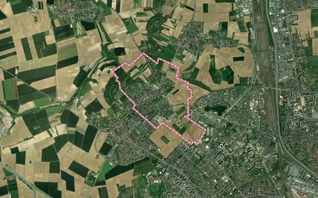 Vue satellite de Mittelhausbergen avec ses contours administratifs