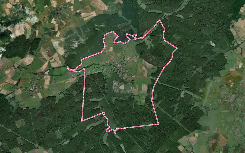 Vue satellite de Mittersheim avec ses contours administratifs