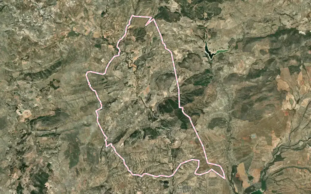 Vista satélite de Moclín con su contorno administrativo