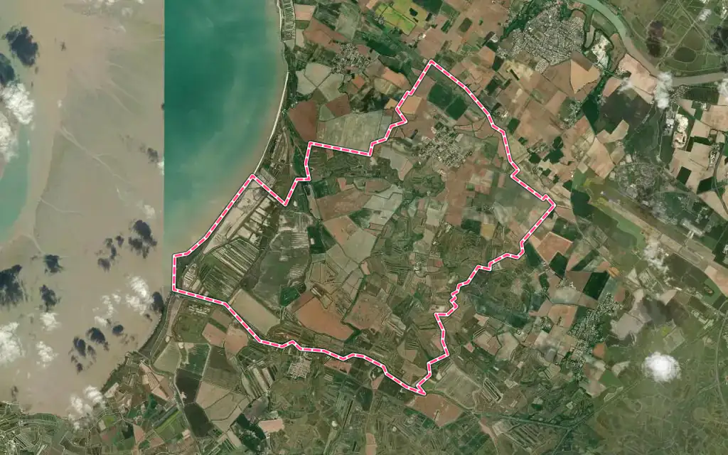 Vue satellite de Moëze avec ses contours administratifs
