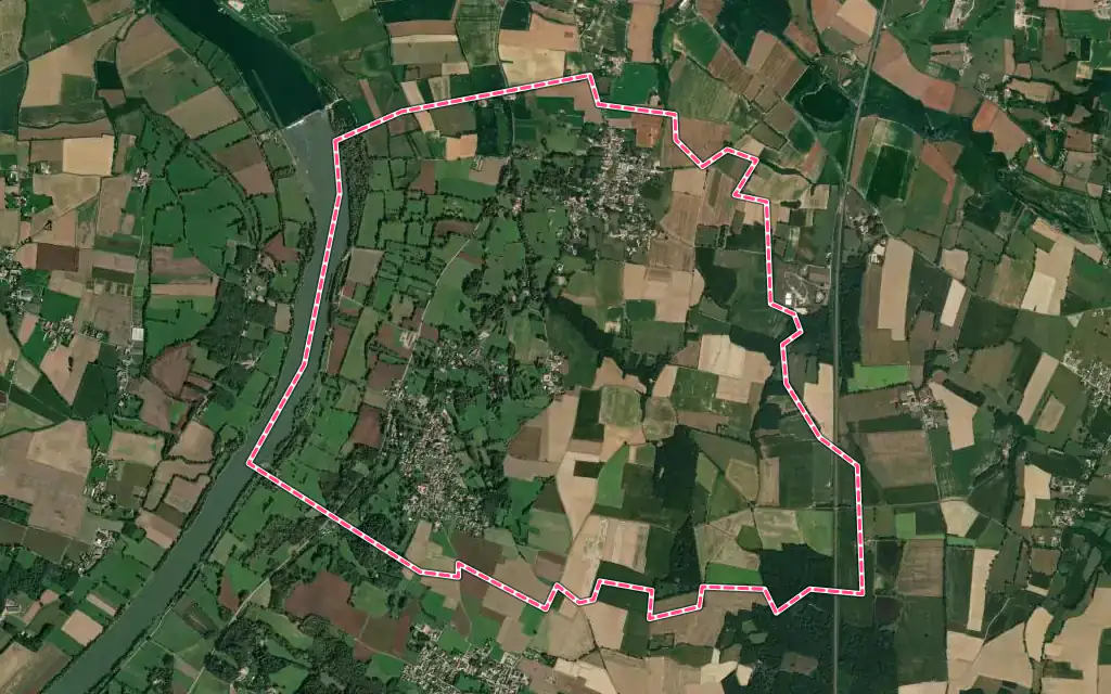 Vue satellite de Mogneneins avec ses contours administratifs