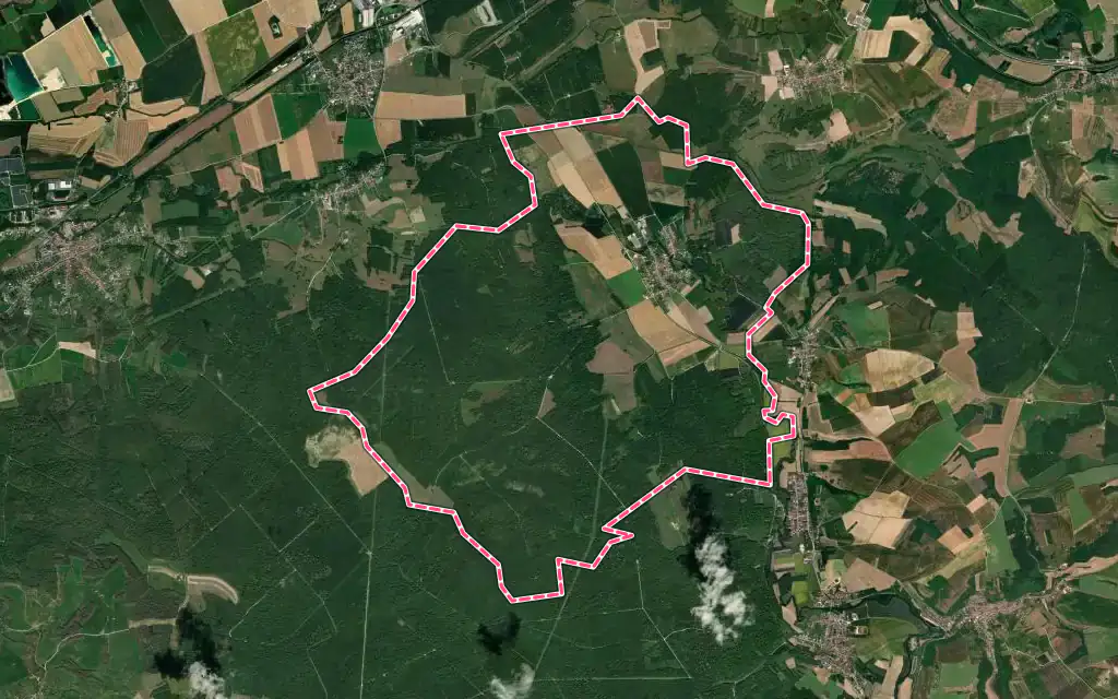 Vue satellite de Mognéville avec ses contours administratifs