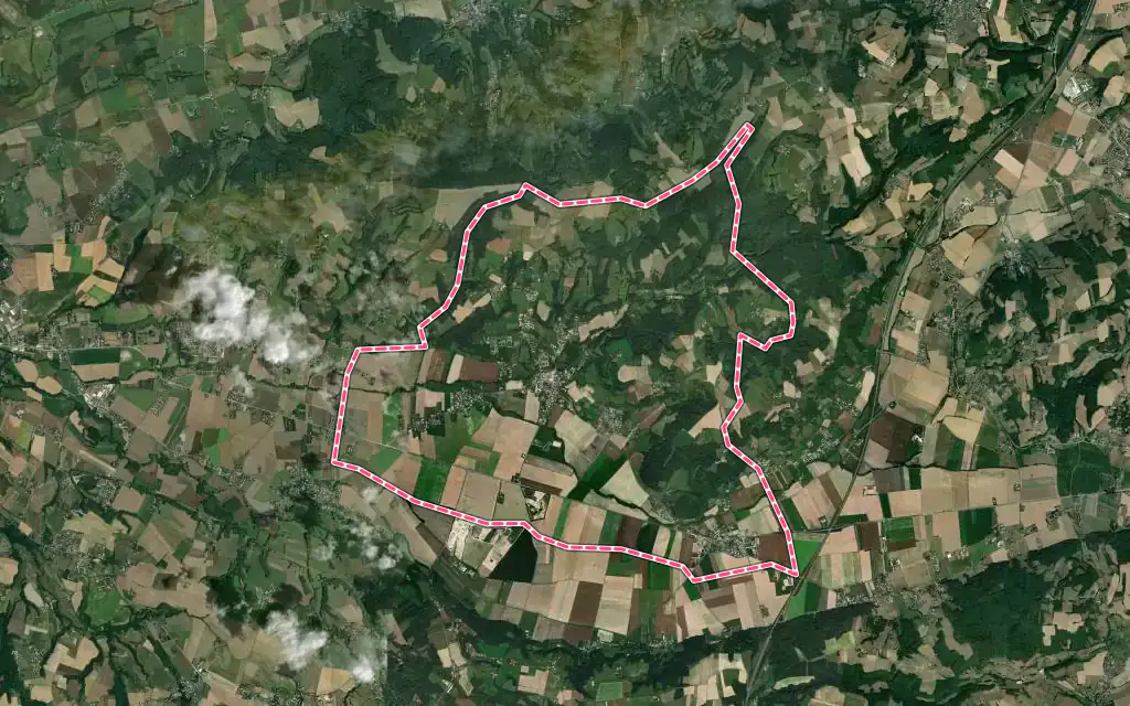 Vue satellite de Moidieu-Détourbe avec ses contours administratifs