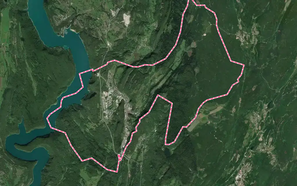 Vue satellite de Moirans-en-Montagne avec ses contours administratifs