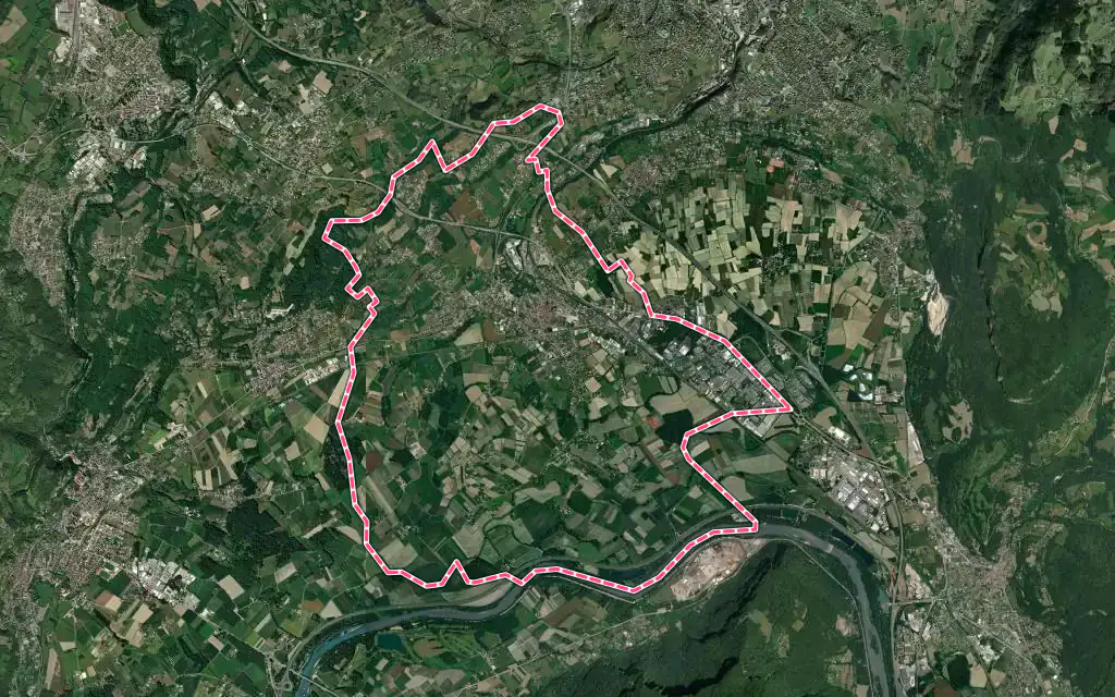 Vue satellite de Moirans avec ses contours administratifs