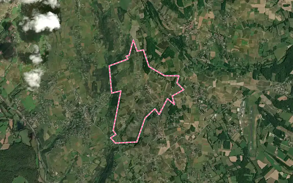 Vue satellite de Moiré avec ses contours administratifs